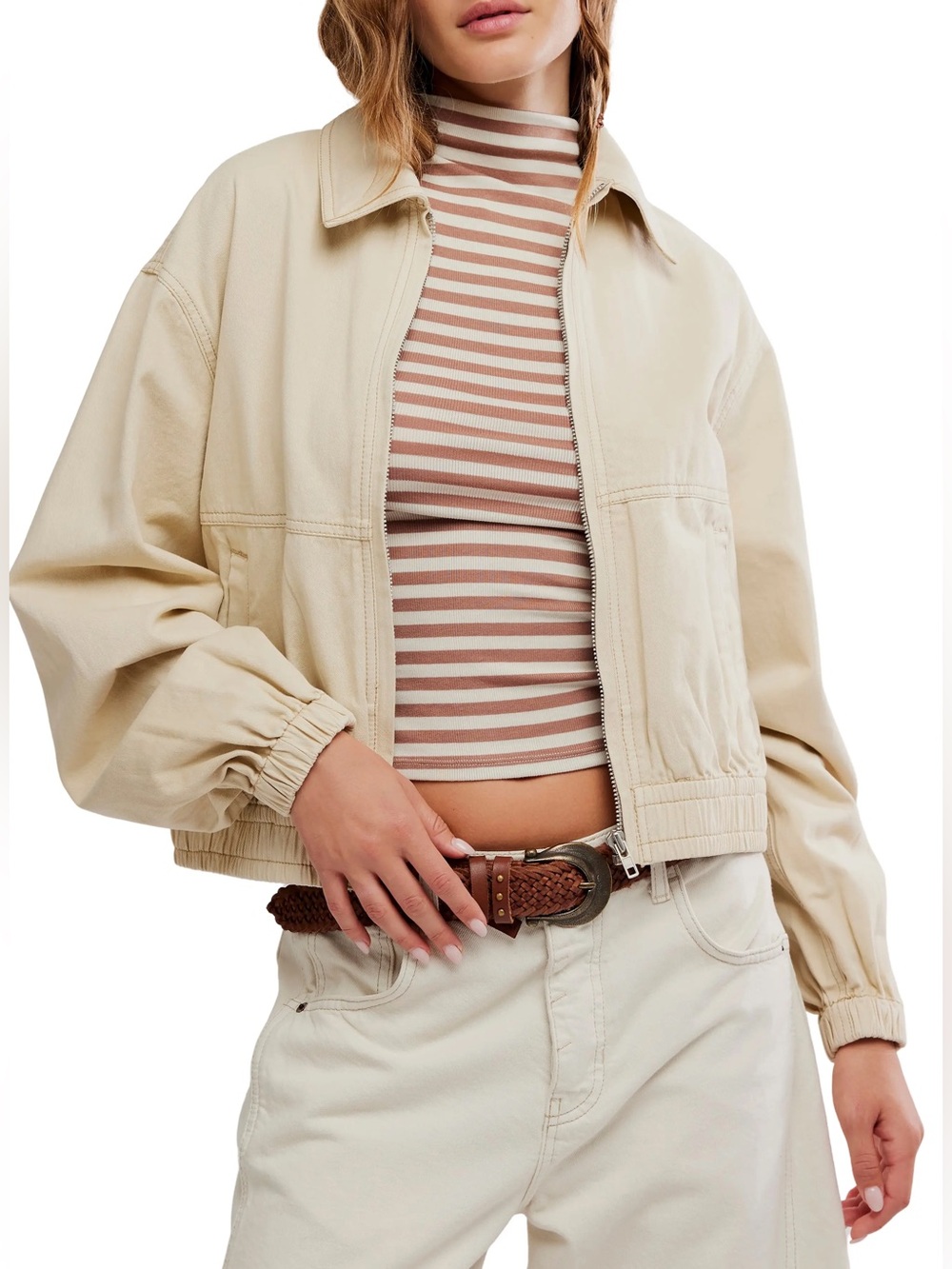 Free People Birdie Washed Jacket in Puff Pastry S